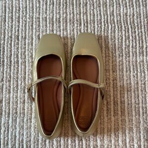 Gold Mary Jane Ballet Flats